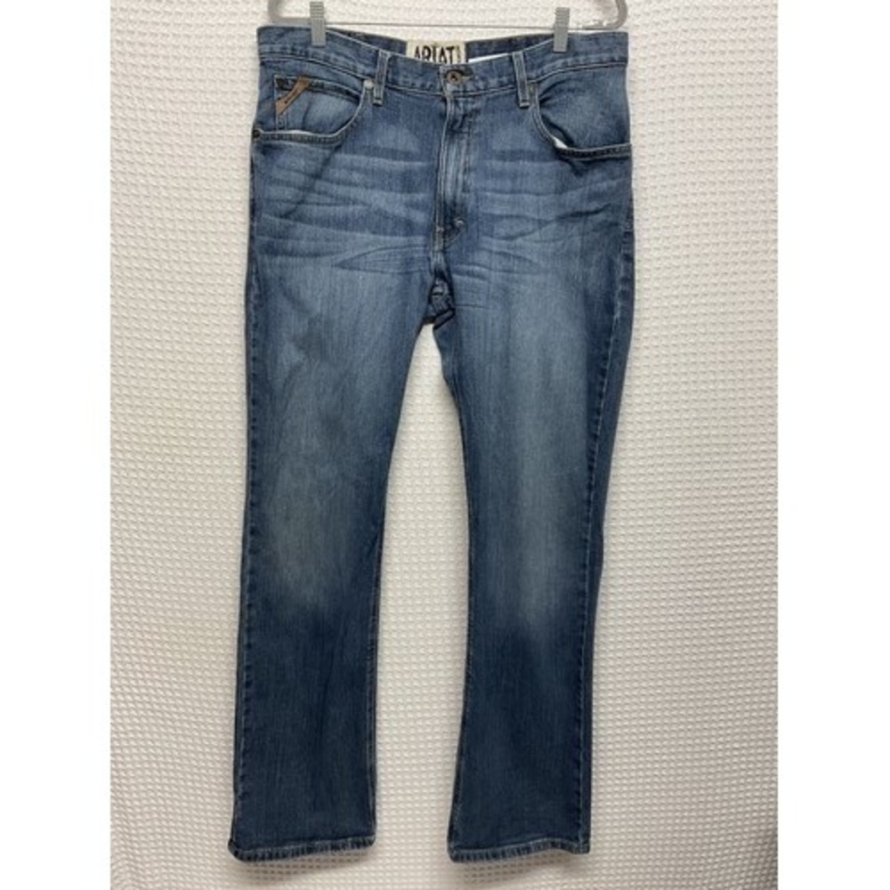 Ariat M4 Blue Low Rise BootCut Jeans Men 36x36 Mexico Cotton/Spandex Machine Was